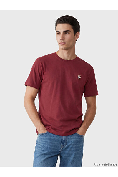 LC Waikiki Crew Neck Bear Teddy Embroidered Men's T-Shirt