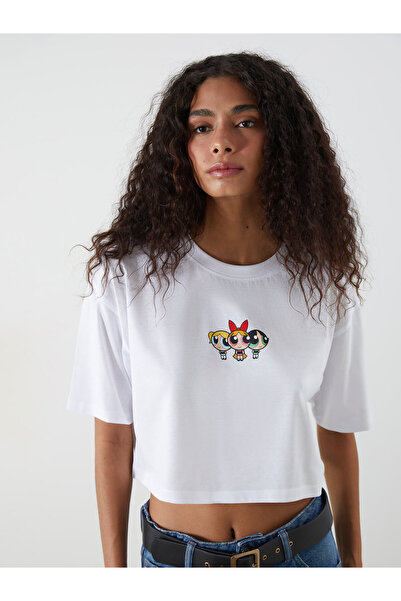 LC Waikiki Crew Neck Powerpuff Girls Printed Crop Top