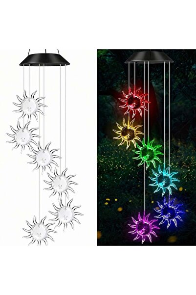JML1 Lampă solară LED de 63 cm cu clopoței de vânt, model cu 6 soare decorati...