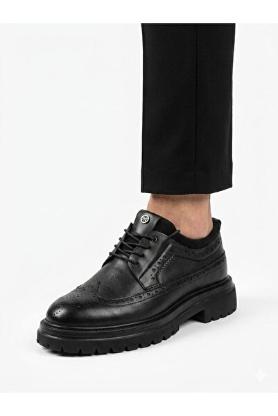 Lütfi Men's Genuine Leather Thick Soled Lightweight Casual Shoes