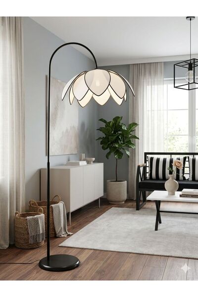 Emg DesiGn Lale Başlıklı Lambader Hareketli Başlık Modern Dekoratif Oturma Odası Çalışma Odası Zemin Lambası
