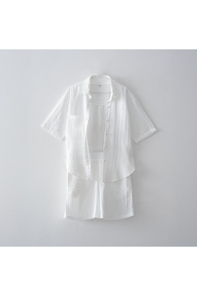 Ecocotton Γυναικείο σετ πιτζάμες με σορτς Zeyna, 100% οργανικό βαμβάκι, κρέμα...