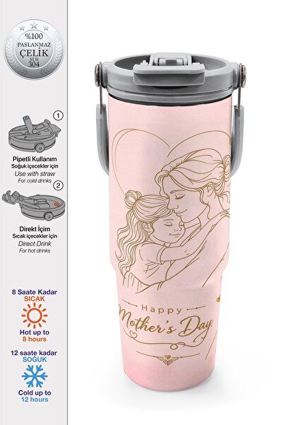 Coral High Special for Mother's Day, Mother-Daughter Patterned Steel Thermos ...