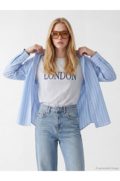 LC Waikiki Tricou de damă cu guler rotund, brodat cu Londra