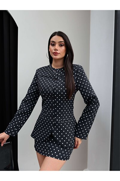 ESRAHELVACI Σετ με πουά μπουφάν και μίνι φούστα