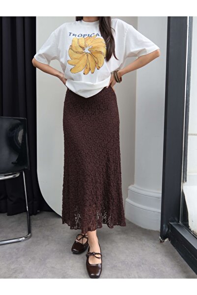 ESRAHELVACI Φούστα μακριά με επένδυση από γκιπούρ