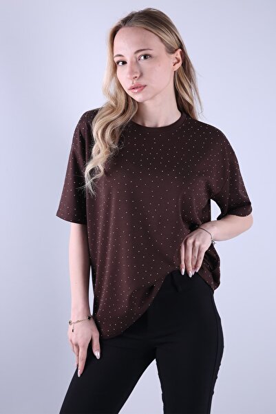 Veni Life Bluza sa kratkim rukavima i okruglim izrezom sa kamenčićima