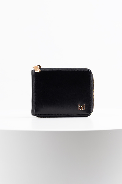 BAYDERİ Δερμάτινο πορτοφόλι Westi με οριζόντιο φερμουάρ, μαύρο