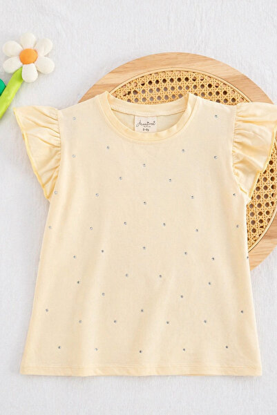 BABY SPORT Tricou pentru fete cu mâneci cu volane, cu detalii din piatră, din...