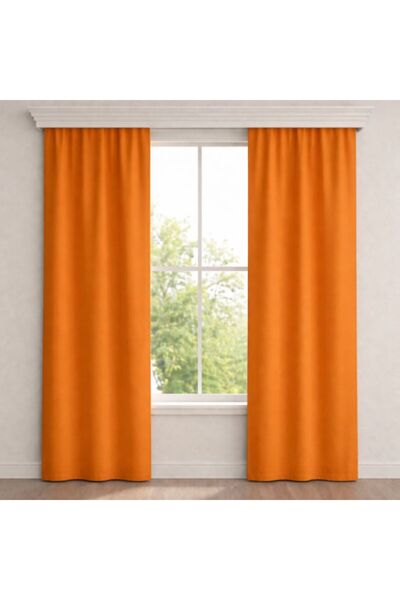 S&H Solis tekstil Turuncu,Premium Soft Blackout Karartma Perde Tek Kanat,Pile...
