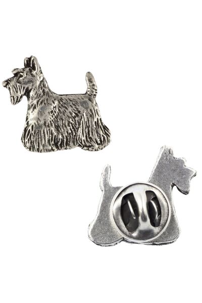 Art - Dog Terrier scoțian, Aberdeen Terrier - Broșă placată cu argint în form...
