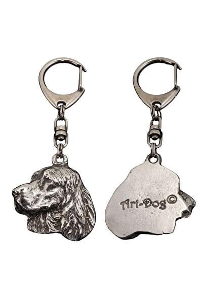 Art - Dog Welsh Springer Spaniel - Breloc placat cu argint cu un câine într-o...