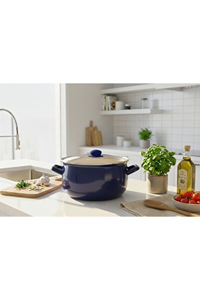 Elista Enamel 20 Curved Pot Blue