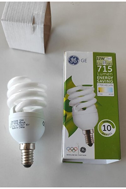GE 12W Tasarruflu Spiral Ampul - E14 İnce Duy (Sarı Işık)