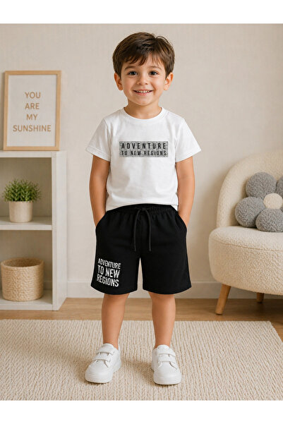 SANTRALBEBE طقم شورت ناعم مطبوع للأولاد