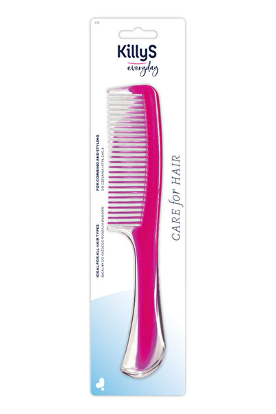 Killys Detangling Comb, Transparent/Pink With Handle