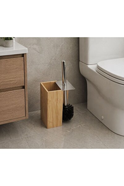 Generic Βούρτσα τουαλέτας με βάση από μπαμπού και λαβή από ανοξείδωτο ατσάλι ...
