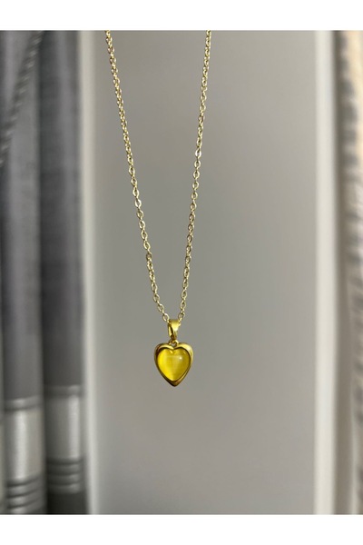 Rose and Light Yellow Heart Necklace