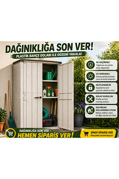 CSB STORE Çok Amaçlı Plastik Bahçe Dolabı – Su Geçirmez ve Kilitli Depolama Ç...