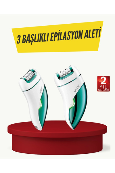 Profesyonel 3 in 1 Epilasyon Cihazı LED Aydınlatmalı Suya Dayanıklı Şarjlı VGR Epilatör