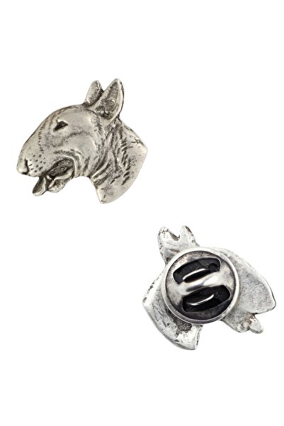 Art - Dog Bull Terrier, Bully II - Broșă câine placată cu argint, ac elegant,...