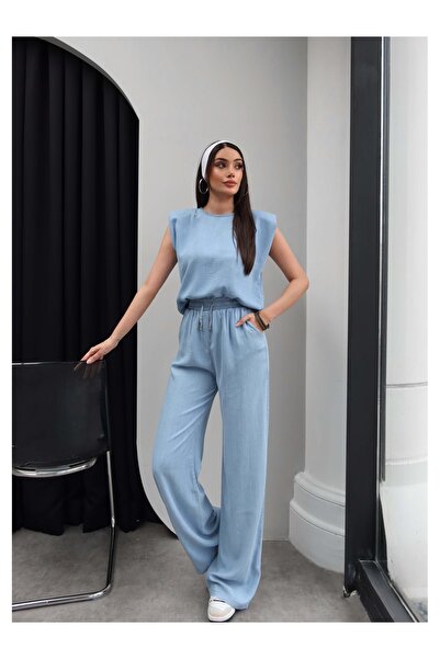 ESRAHELVACI Denim Look Padded Blouse Set