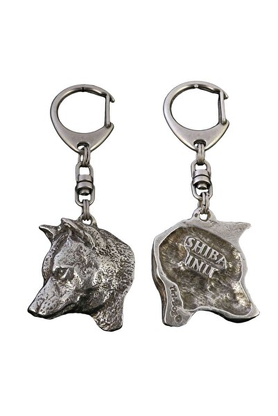 Art - Dog Shiba Inu - Breloc placat cu argint cu un câine într-o cutie cadou,...