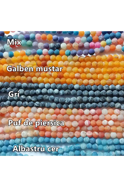 GemSale Mărgele agat înghețat 5,2mm 33cm~62buc-galben mustar