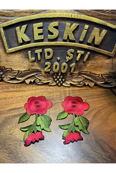 KESKİN AKSESUAR KIRMIZI BÜYÜK GÜL YAPIŞTIRMA APLİKE