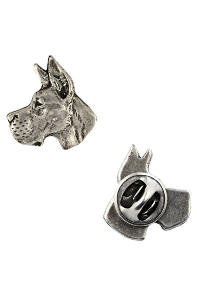 Art - Dog Dog German de Talie Mare I - Broșă câine placată cu argint, ac eleg...