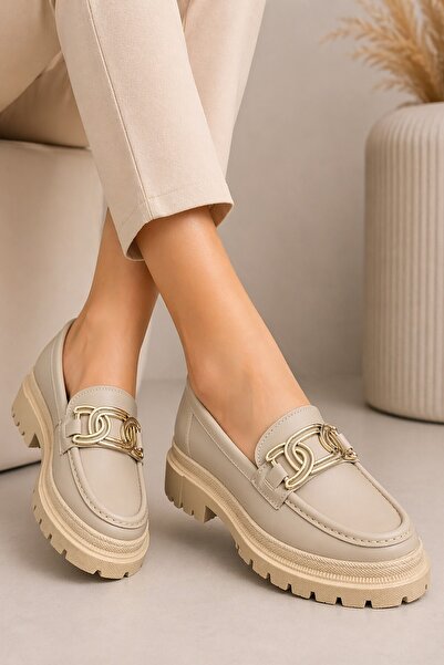 Celira Çnr Women's Cream Skin Buckle Detailed Casual Shoes