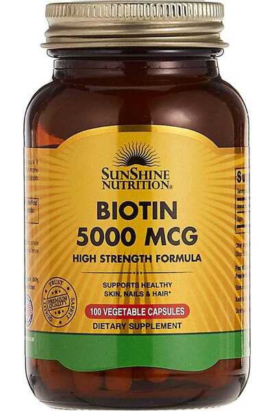 Sunshine Nutrition Sunshine N Biotin 5000 Mcg High Strngth Form 100 Cap:00624