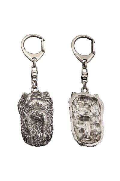 Art - Dog Yorkshire Terrier, Yorkie II - Silver-plated key ring with a dog in...