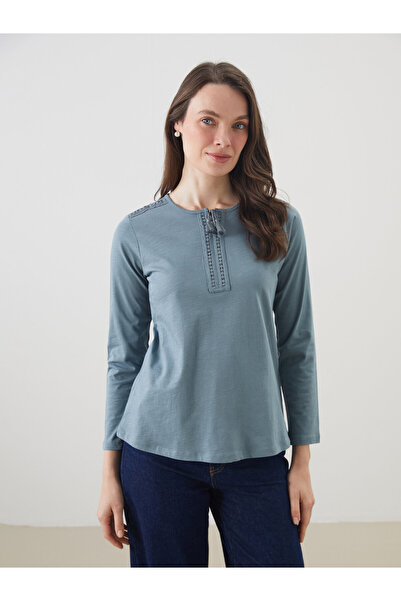 LC Waikiki Tie Neck Embroidered Women's Blouse
