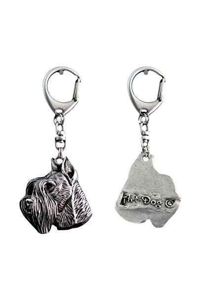 Art - Dog Schnauzer I - Silver-plated key ring with a dog in a gift box, hand...