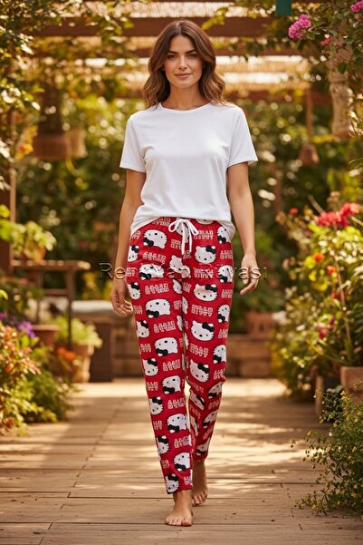 RENK YAPI RÜYASI ΠΙΤΖΑΜΑ ΣΕΤ ΚΑΛΟΚΑΙΡΙΝΟ ΜΕ ΣΧΕΔΙΑ HELLO KITTY ΣΕ ΚΟΚΚΙΝΟ ΚΑΙ...