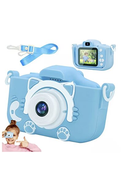 E-ANAMAG Ψηφιακή φωτογραφική μηχανή για παιδιά, Μπλε/Γκρι με αποσπώμενη θήκη