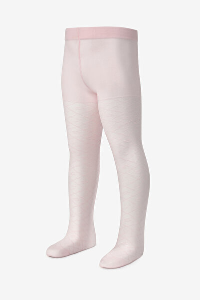 Le Mabelle Κοριτσίστικο καλσόν με ροζ φλοράλ διάτρητο σχέδιο