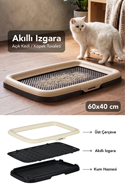 Meleni Home Akıllı Izgaralı Evcil Hayvan Tuvaleti - Açık Kedi Köpek Tuvalet E...
