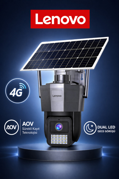 LENOVO Tek Kameralı 5MP Solar Panelli Sim Kartlı Gece Görüşlü Güvenlik Kamerası