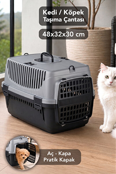 Meleni Home Kedi Köpek Evcil Hayvan Taşıma Çantası 48x32x10 cm - Gri