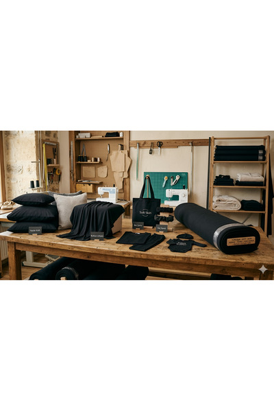 ŞALSERA Soft Skin Siyah Kumaş: Çok Amaçlı, Yumuşak Dokulu & Bebek Dostu,Koltu...