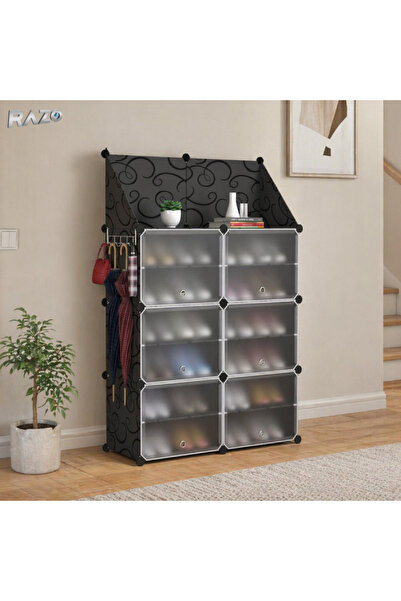 Razo Διπλή θήκη οργάνωσης παπουτσιών με θήκη αξεσουάρ, 12 θήκες, Γρήγορη συνα...