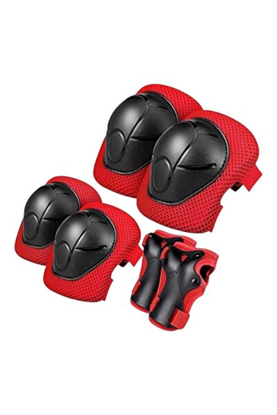 E-ANAMAG Μαύρο και κόκκινο σετ προστασίας, επιγονατίδες, επιαγκωνίδες