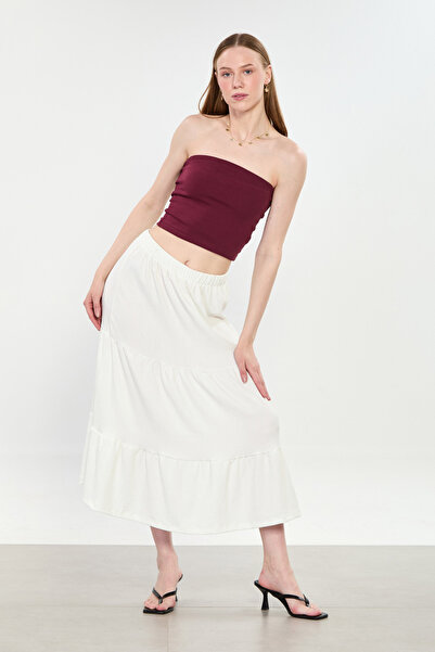 BARRELS AND OIL Women's Pieced Midi Skirt - Ecru