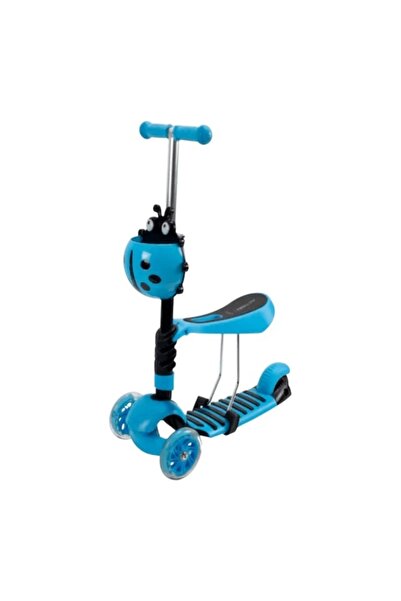 E-ANAMAG Πατίνι 5 σε 1 πασχαλίτσα μπλε, με πλάτη, κάθισμα και ρυθμιζόμενο τιμόνι