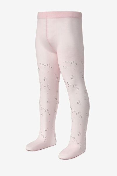 Le Mabelle Κοριτσίστικο καλσόν με ροζ σχέδιο πεταλούδας και λουλουδιών