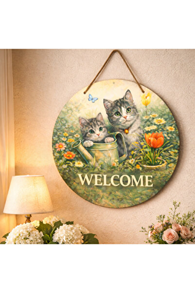 creative sign Διακοσμητική Πινακίδα Καλωσόρισμα Γάτες