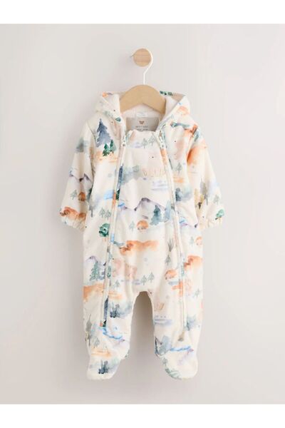 Next Baby Blue Forest Animals Patterned Astronaut Jumpsuit
