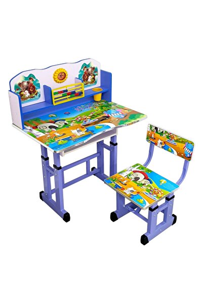 E-ANAMAG Σετ γραφείου με καρέκλα, μπλε, μεταλλικό και MDF, 69 x 45 εκ., ρυθμι...